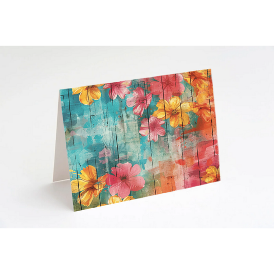 Tropical Floral Notecard Set – Pack of 8 Blank 5.5" x 4.25" Cards with Envelopes – Bright Fruit & Flower Designs