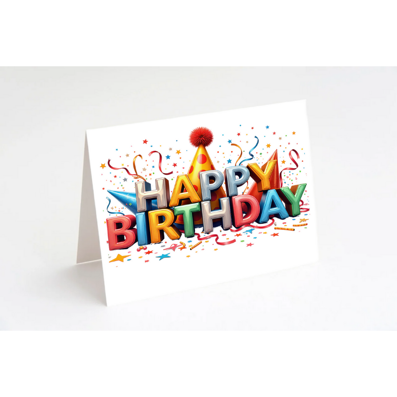 Happy Birthday Party Time Card – Bold, Colorful, and Blank Inside