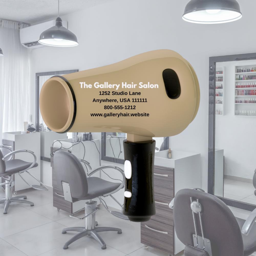 Custom Hair Dryer Shaped Business Card Magnet – Personalized with Logo & Contact Info