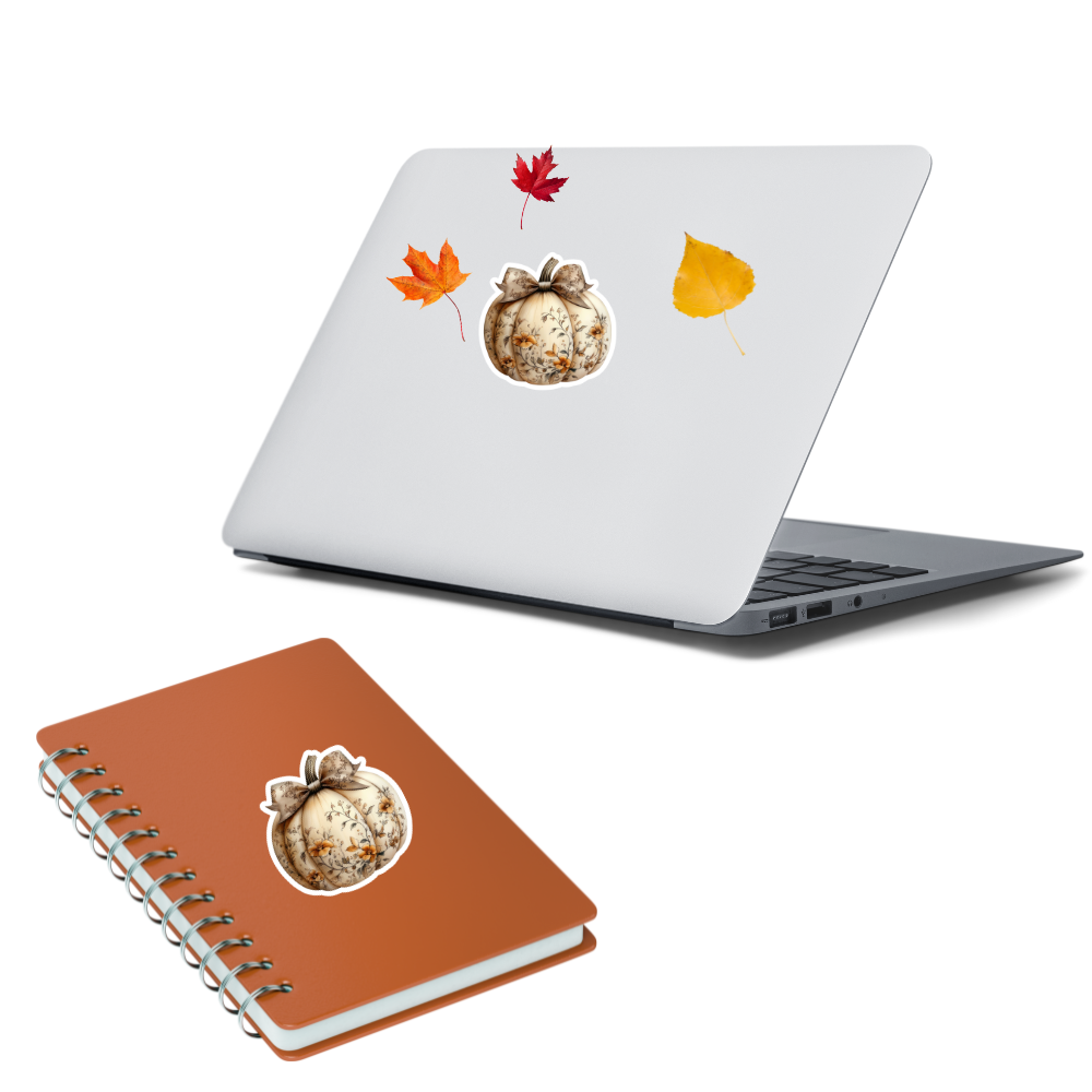 Vintage Floral Pumpkin Waterproof Sticker – 3x3 Inch