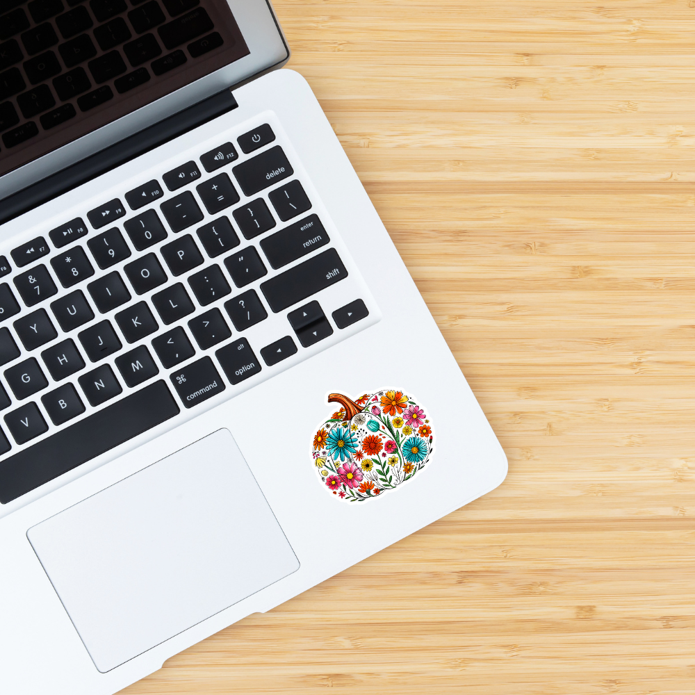 Floral Pumpkin Waterproof Sticker – 3x3 Inch
