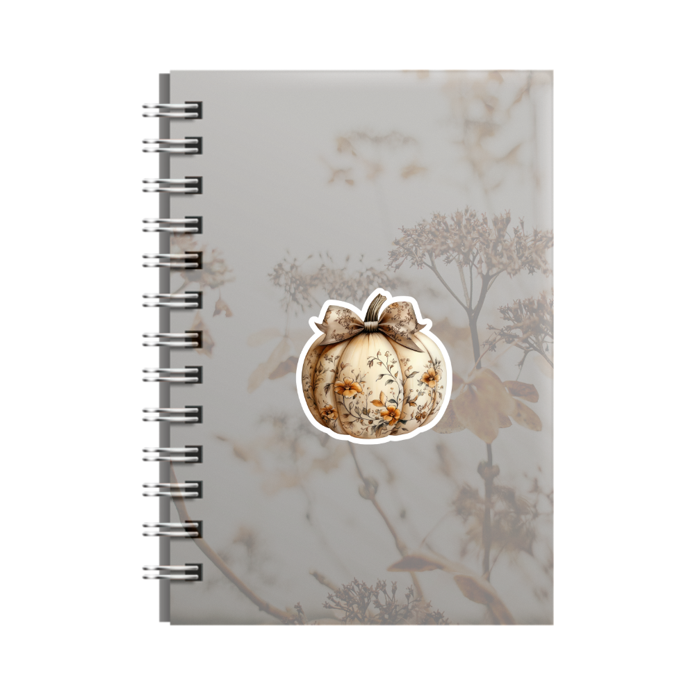 Vintage Floral Pumpkin Waterproof Sticker – 3x3 Inch