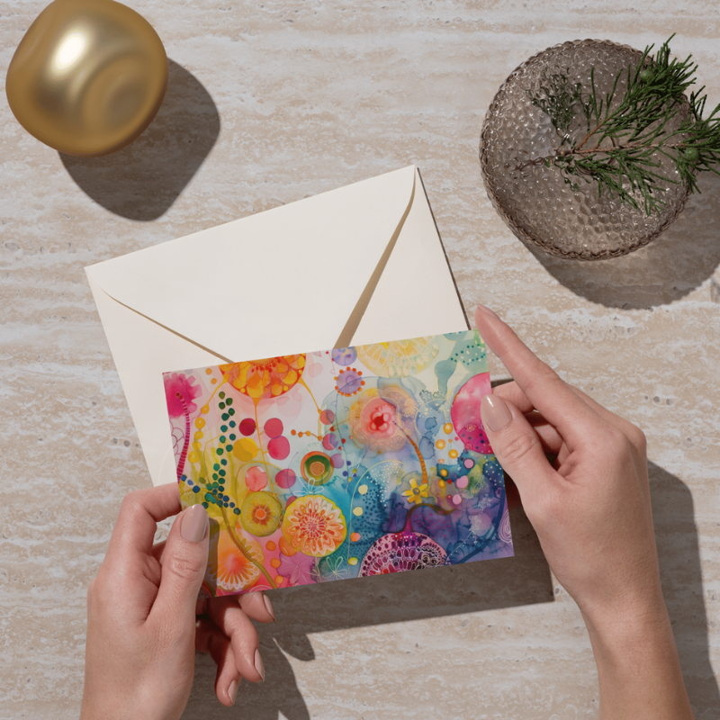 Vibrant Bloom 5.5x4.25 Notecard – Blank Inside with Envelope