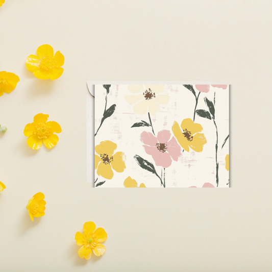 Pastel Bloom Notecard Set – 4 Blank Floral Cards with Envelopes