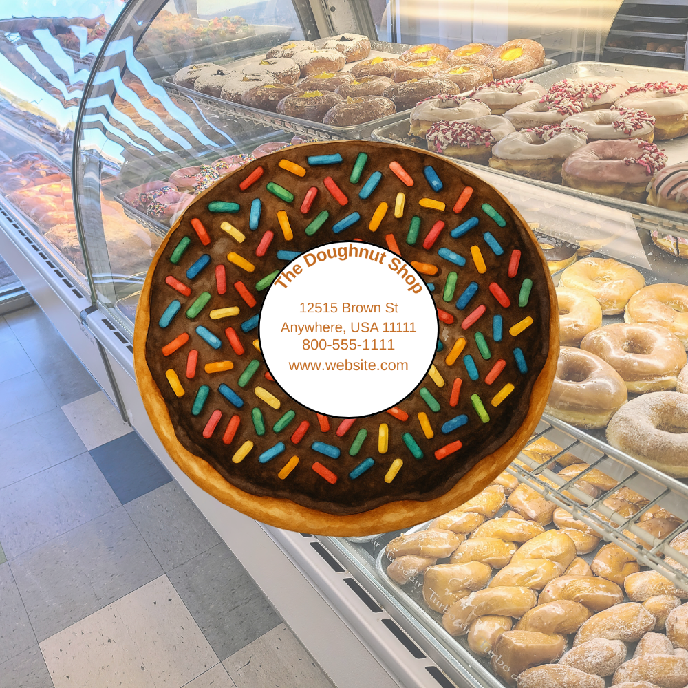 Custom Doughnut Business Card Magnet – 3x3" – Pack of 50