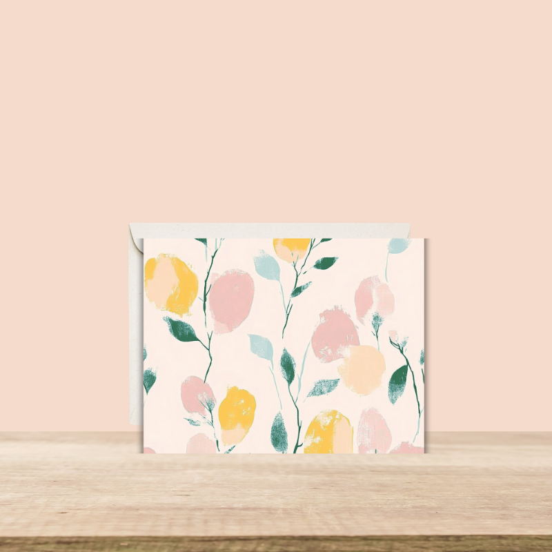 Pastel Bloom Notecard Set – 8 Blank Floral Cards with Envelopes & Pen in Kraft Gift Box