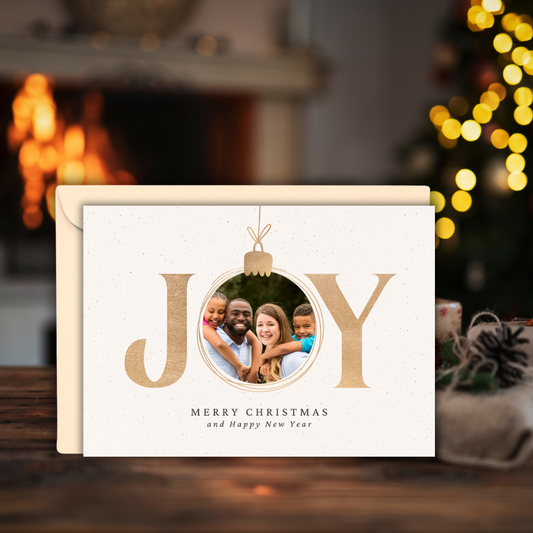 Custom 7x5 JOY Merry Christmas Photo Cards with Envelopes – Set of 10 or 20 Personalized Holiday Cards