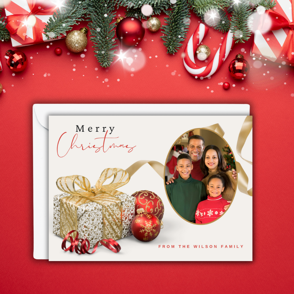Custom 7x5 Merry Christmas Photo Cards with Envelopes – Set of 10 or 20 Personalized Holiday Cards