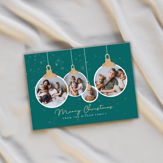 Custom 7x5 Merry Christmas Photo Ornament Cards with Envelopes – Set of 10 or 20 Personalized Holiday Cards
