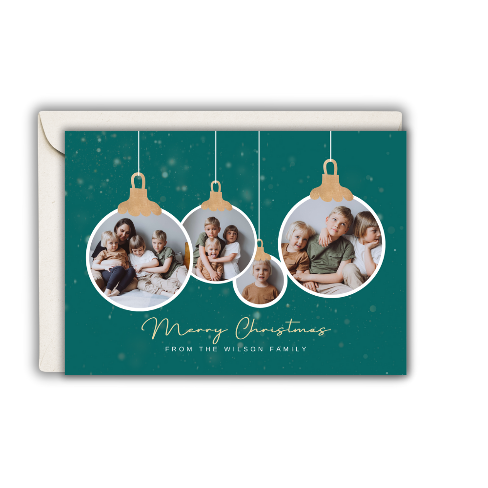 Custom 7x5 Merry Christmas Photo Ornament Cards with Envelopes – Set of 10 or 20 Personalized Holiday Cards