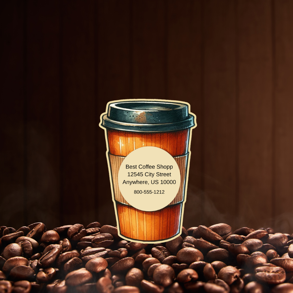 Custom Coffee Cup Magnet Business Cards – Unique Die-Cut Design for Cafés, Bakeries & Coffee Lovers