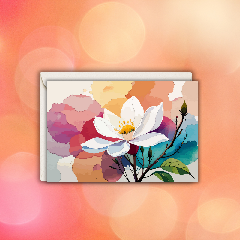 Magnolia Notecard Set – Pack of 6 Blank 5.5” x 4.25” Cards with Envelopes – Watercolor Floral Greeting Cards