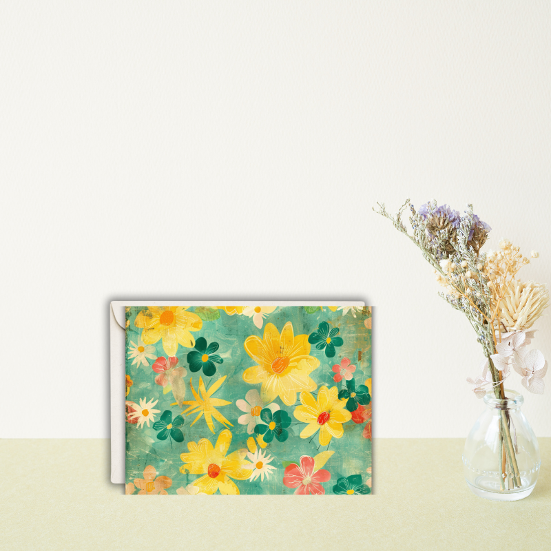 Tropical Floral Notecard Set – Pack of 8 Blank 5.5" x 4.25" Cards with Envelopes – Bright Fruit & Flower Designs