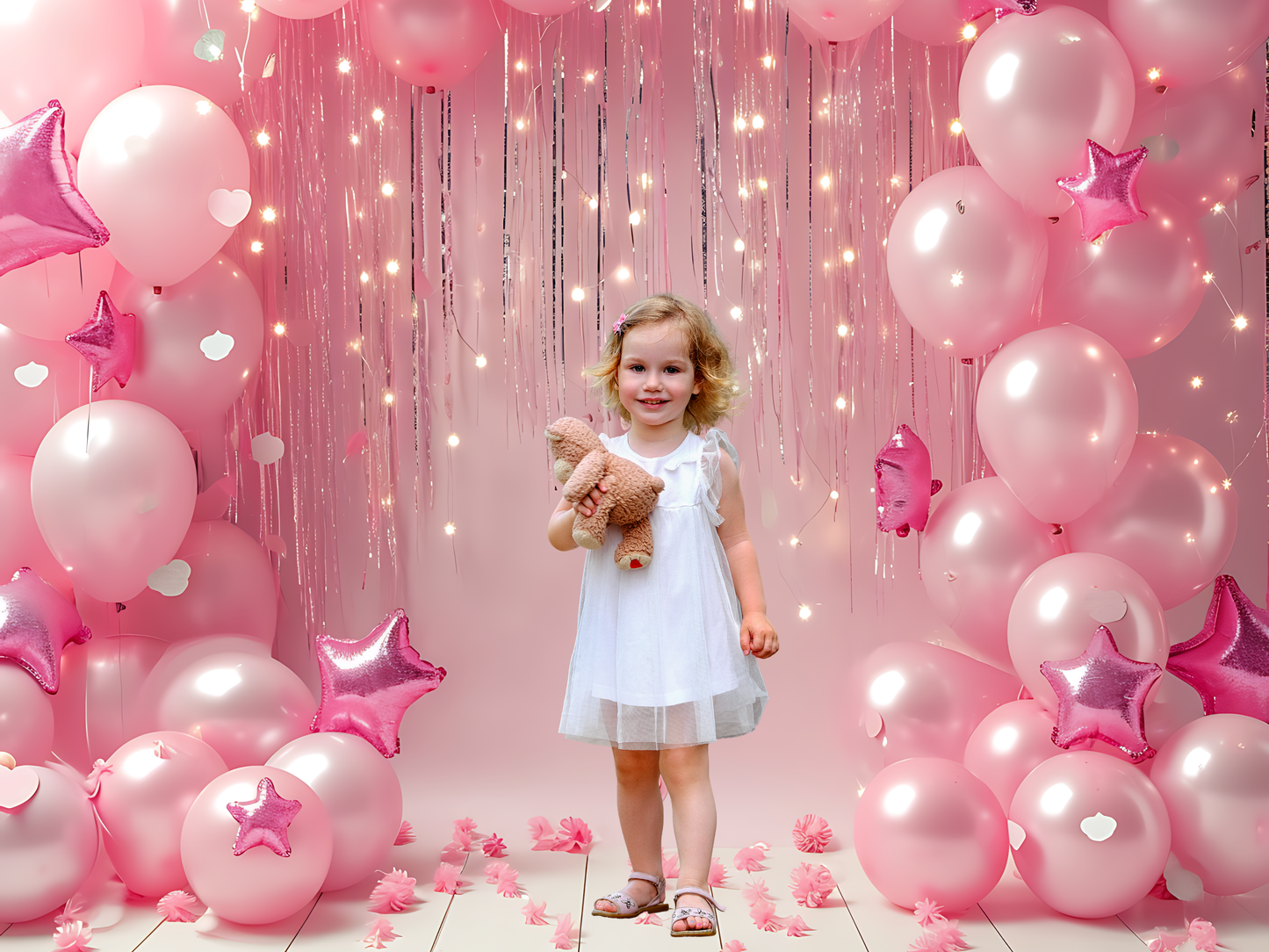Instant Party Portrait – Pink Balloon Virtual Background (Upload → Instant Download)