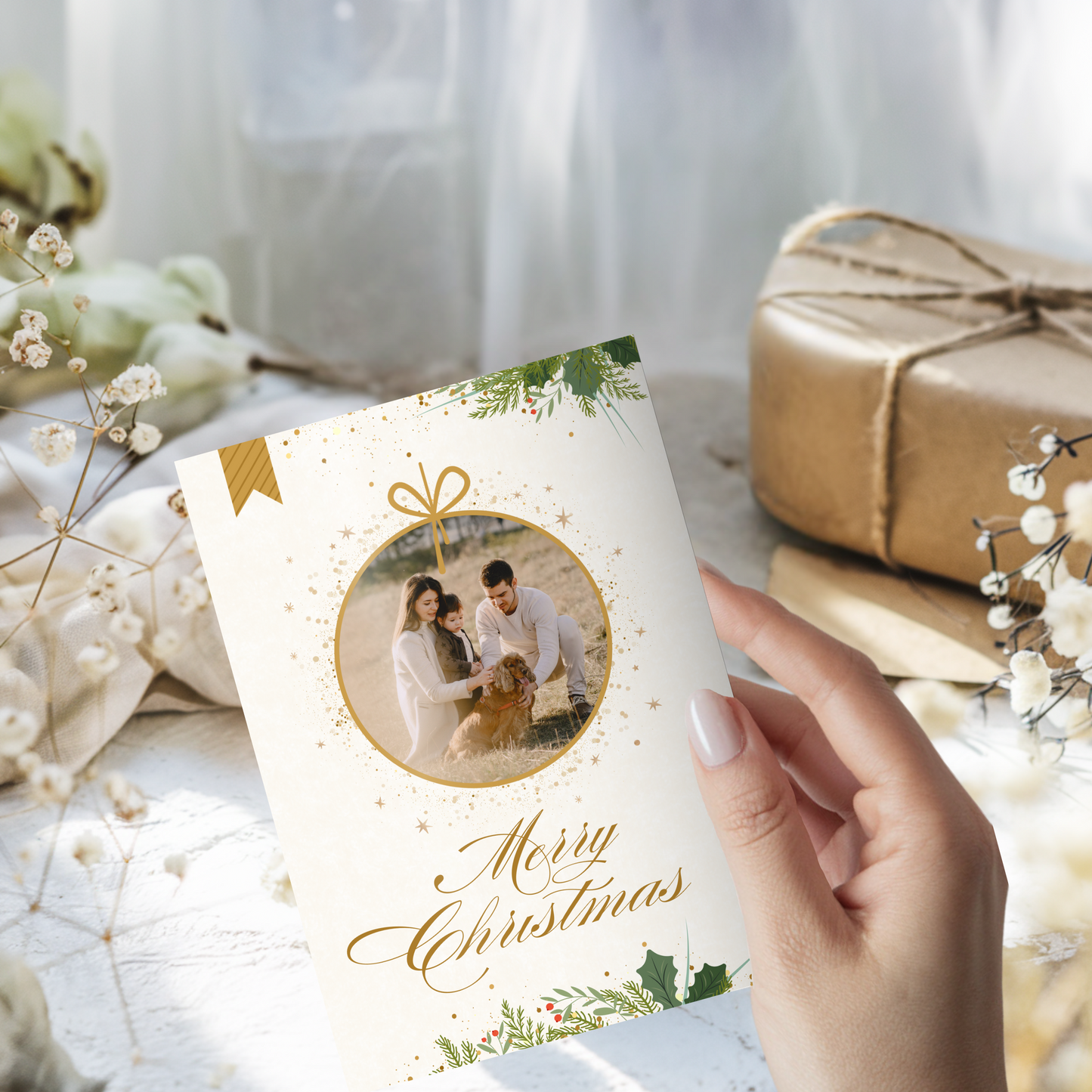 Custom 5x7 Merry Christmas Photo Cards – Set of 10/20 Personalized Holiday Cards