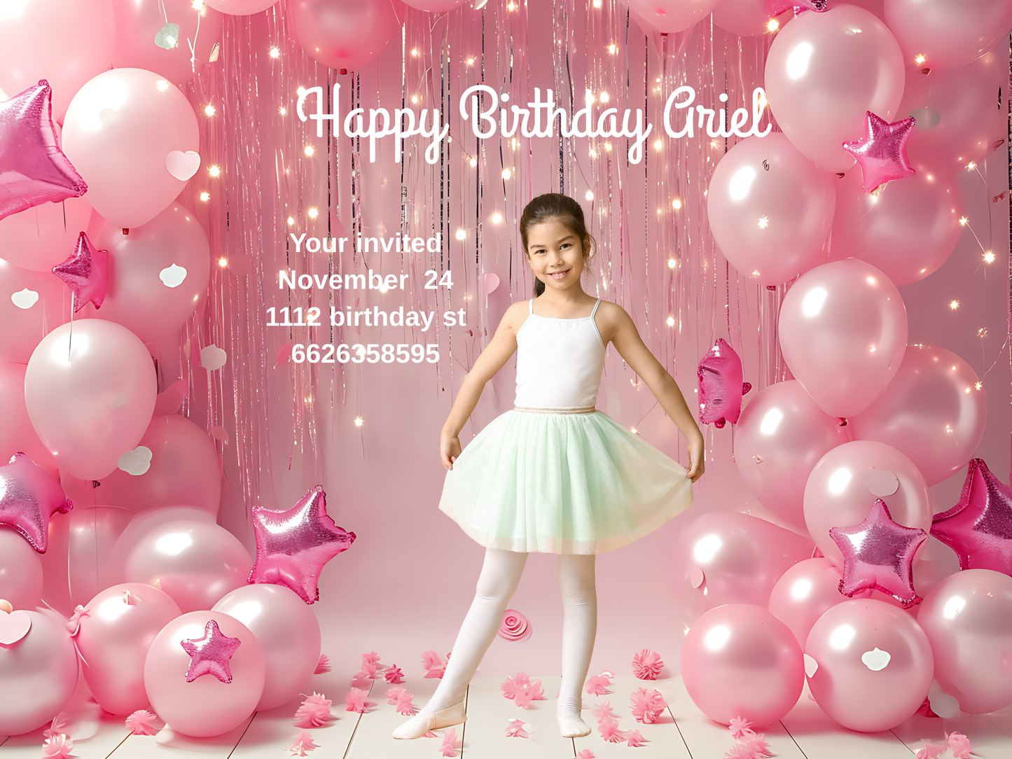 Instant Party Portrait – Pink Balloon Virtual Background (Upload → Instant Download)