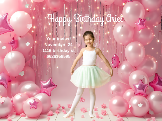 Instant Party Portrait – Pink Balloon Virtual Background (Upload → Instant Download)