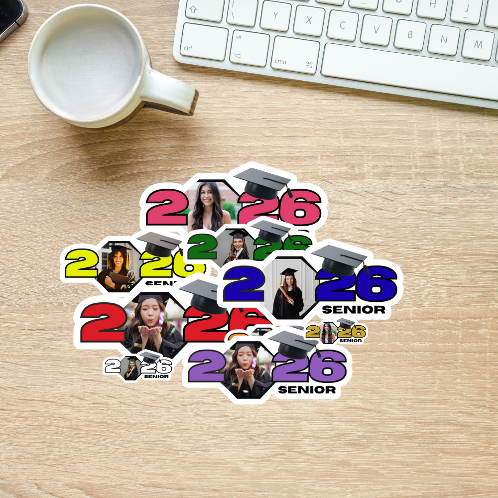 Custom Class of 2026 Senior Stickers – Personalized Graduation Photo Stickers (6-Pack)