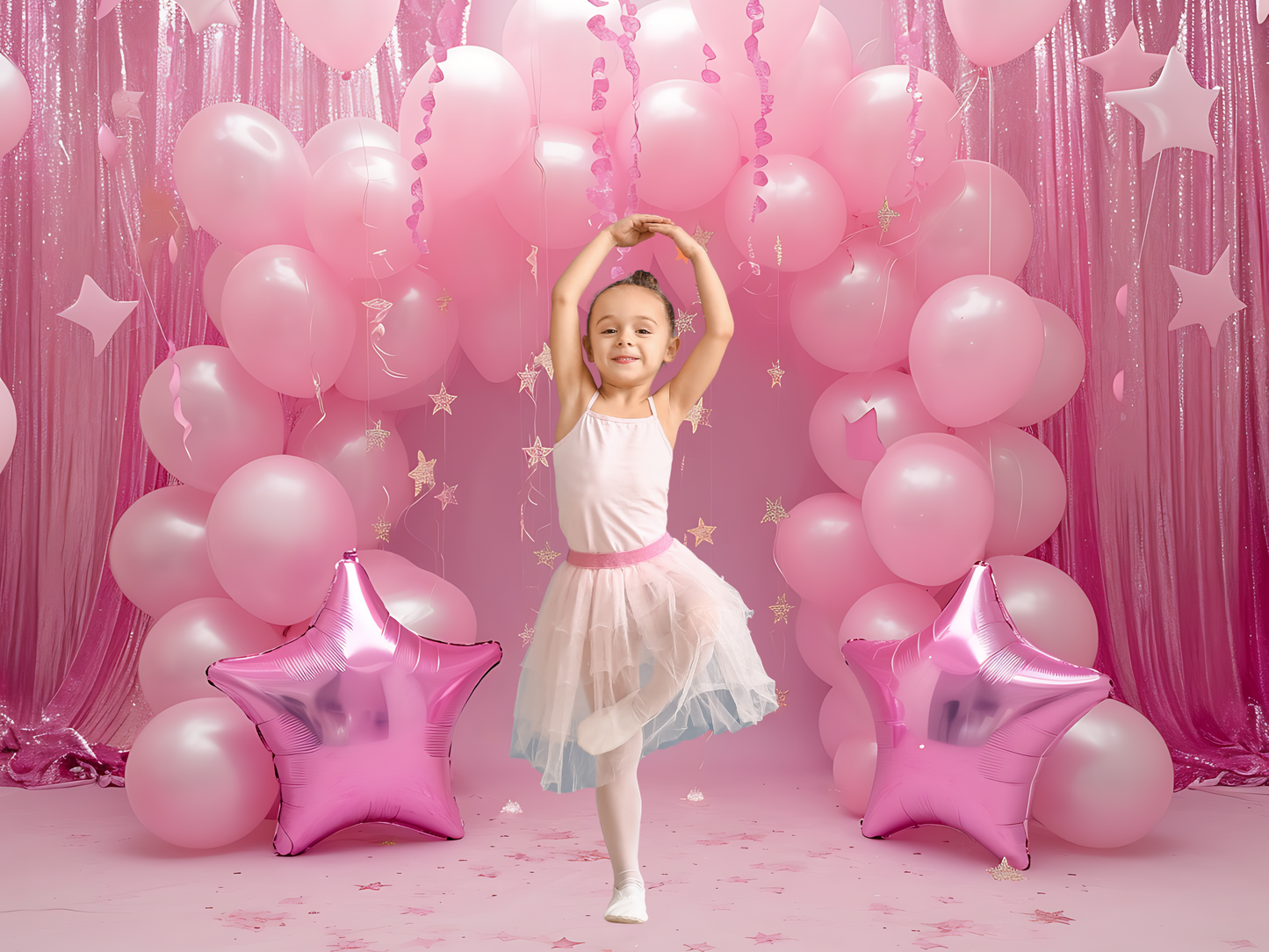 Instant Party Portrait – Pink Balloon Virtual Background (Upload → Instant Download)