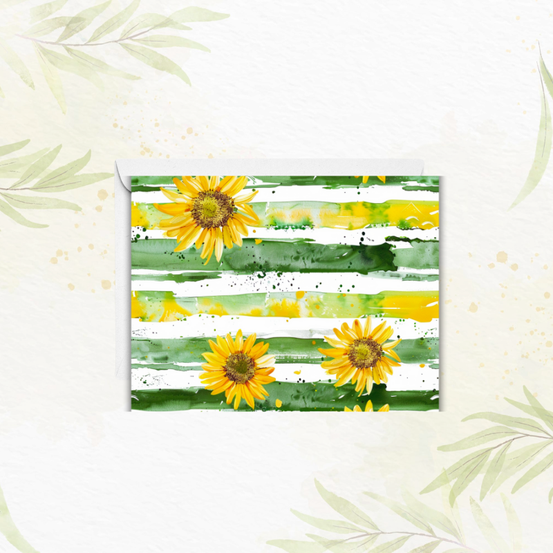 🌻 Sunflower Notecard Set – Pack of 4 Blank Greeting Cards with Envelopes – 5.5x4.25" Vibrant Watercolor Designs