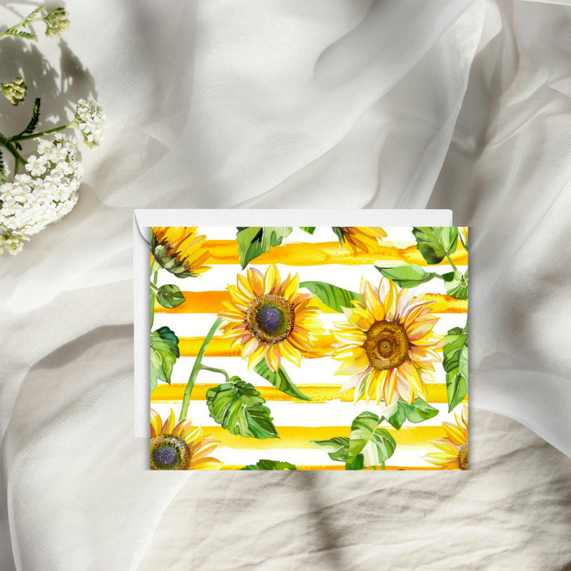 🌻 Sunflower Notecard Set – Pack of 4 Blank Greeting Cards with Envelopes – 5.5x4.25" Vibrant Watercolor Designs