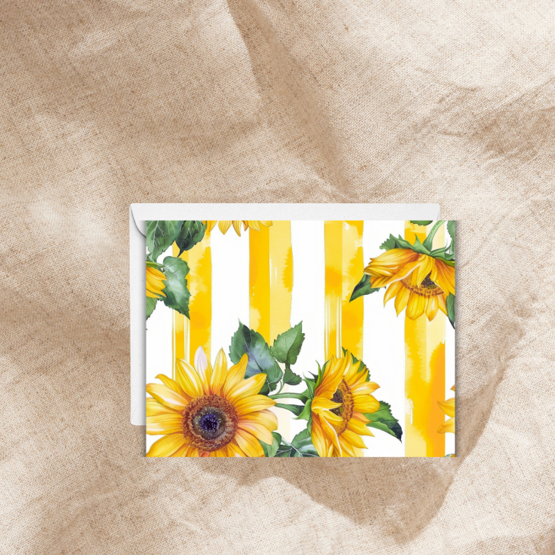 🌻 Sunflower Notecard Set – Pack of 4 Blank Greeting Cards with Envelopes – 5.5x4.25" Vibrant Watercolor Designs