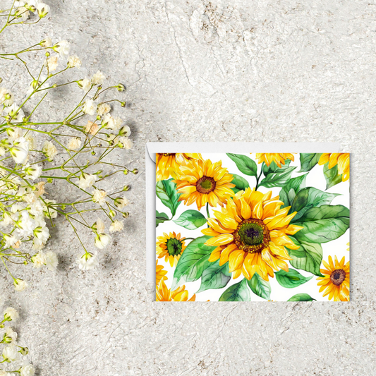 🌻 Sunflower Notecard Set – Pack of 4 Blank Greeting Cards with Envelopes – 5.5x4.25" Vibrant Watercolor Designs