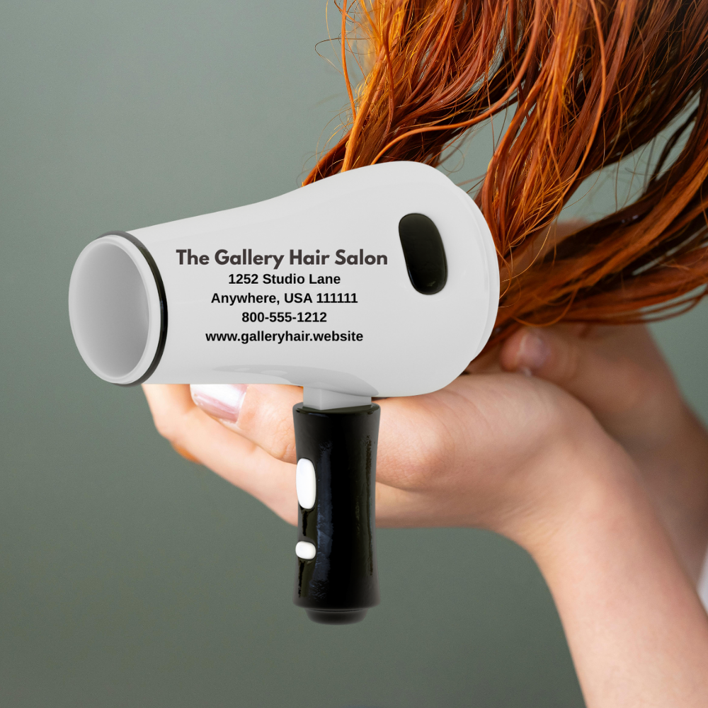 Custom Hair Dryer Shaped Business Card Magnet – Personalized with Logo & Contact Info