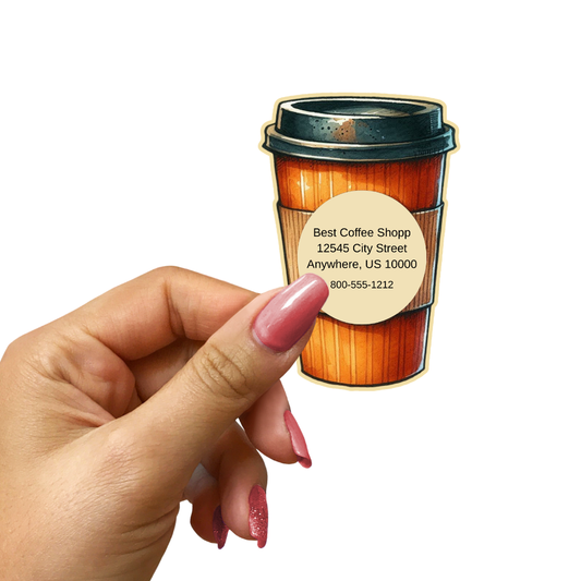 Custom Coffee Cup Magnet Business Cards – Unique Die-Cut Design for Cafés, Bakeries & Coffee Lovers