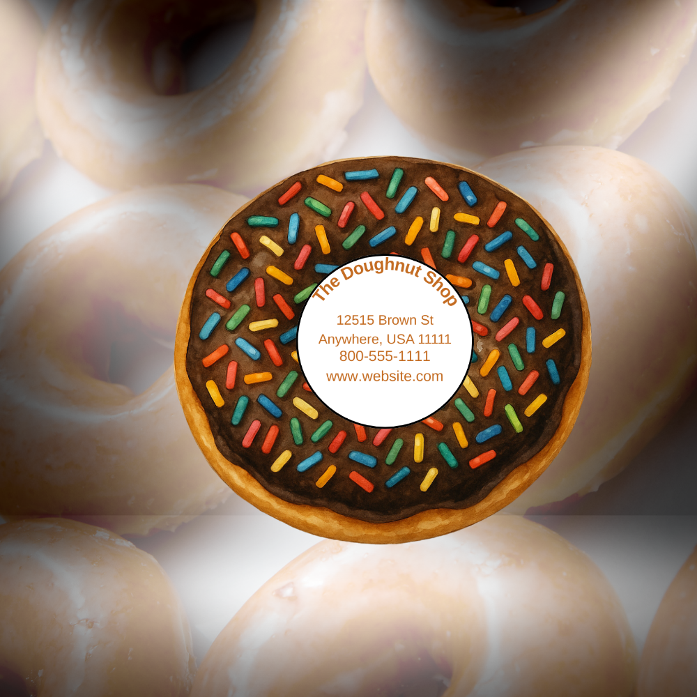 Custom Doughnut Business Card Magnet – 3x3" – Pack of 50