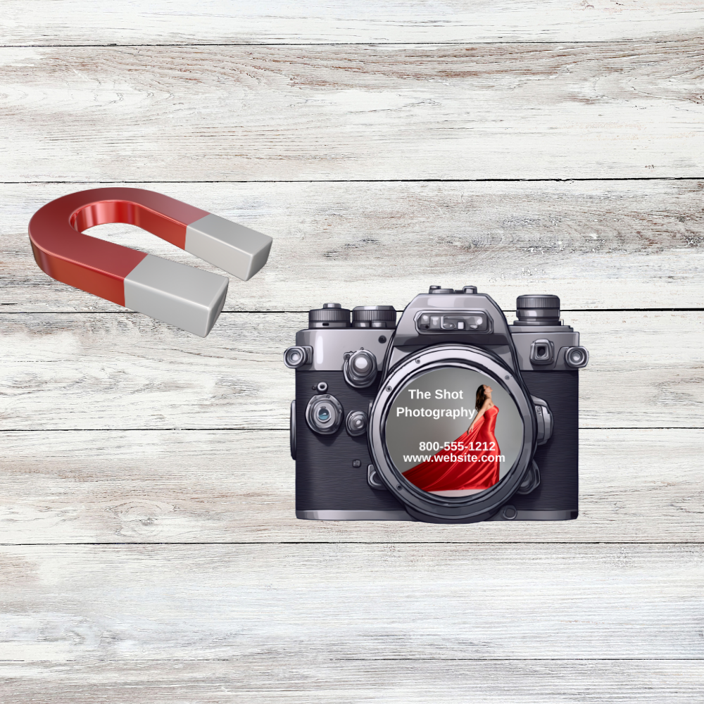 Camera Business Card Magnet – Custom 3x3.5" (Pack of 50)
