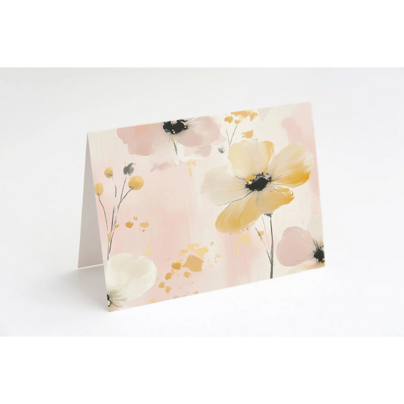 Pastel Bloom Notecard Set – 8 Blank Floral Cards with Envelopes & Pen in Kraft Gift Box
