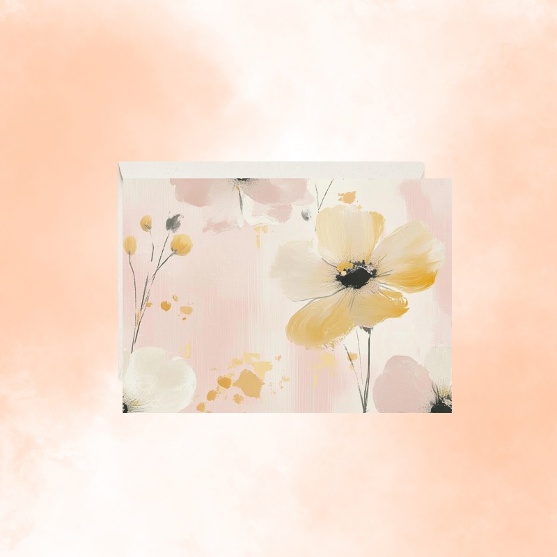 Pastel Bloom Notecard Set – 8 Blank Floral Cards with Envelopes & Pen in Kraft Gift Box