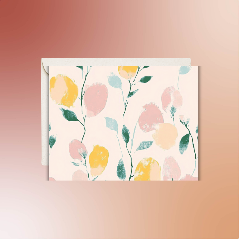 Pastel Bloom Notecard Set – 8 Blank Floral Cards with Envelopes & Pen in Kraft Gift Box
