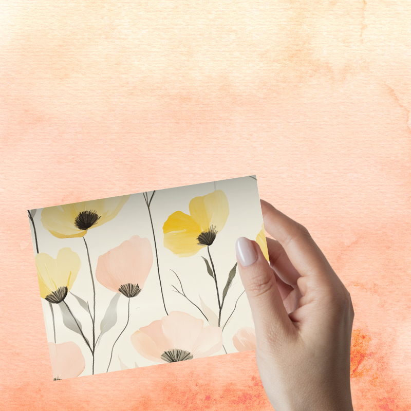 Pastel Bloom Notecard Set – 8 Blank Floral Cards with Envelopes & Pen in Kraft Gift Box