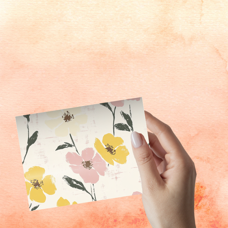 Pastel Bloom Notecard Set – 8 Blank Floral Cards with Envelopes & Pen in Kraft Gift Box