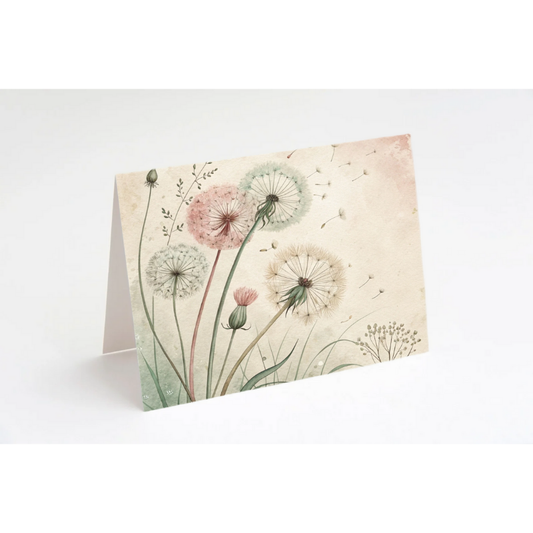 Whispers of Wishes Dandelion Notecard Set – 4 Blank Cards with Envelopes