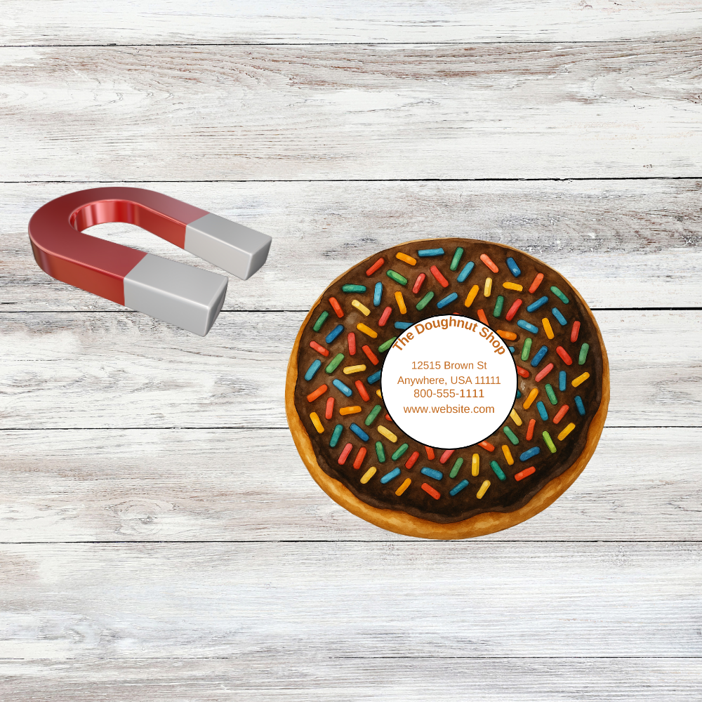 Custom Doughnut Business Card Magnet – 3x3" – Pack of 50