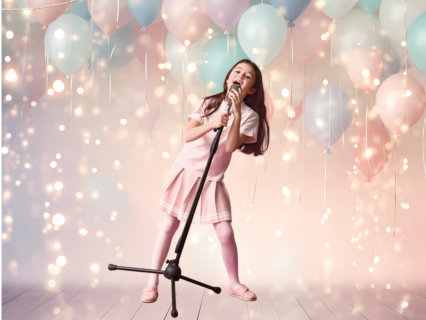 Instant Party Portrait – Pink Balloon Virtual Background (Upload → Instant Download)