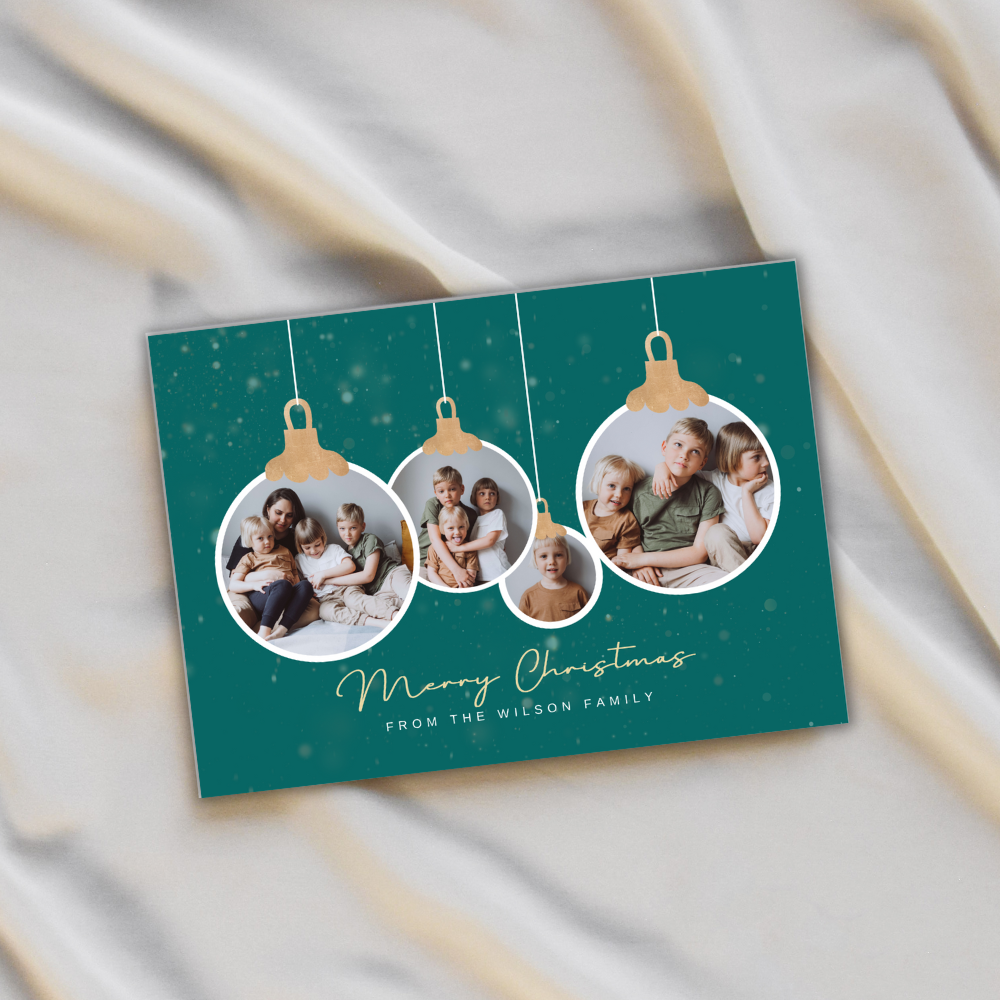 Custom 7x5 Merry Christmas Photo Ornament Cards with Envelopes – Set of 10 or 20 Personalized Holiday Cards