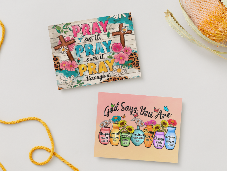 Faith & Encouragement Notecard Set – 4 Inspirational 5.5"x4.25" Cards with Envelopes