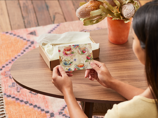 Elegant Vintage Tea Set Notecards - Set of 4