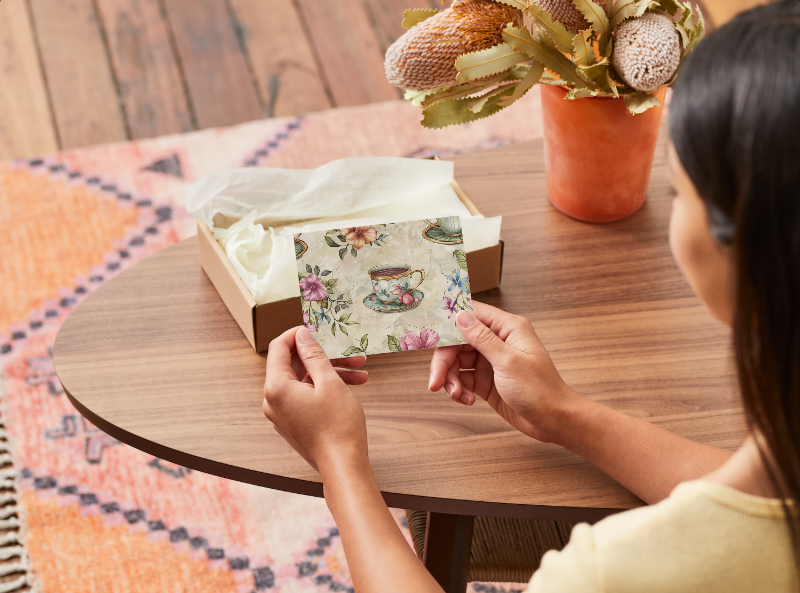 Elegant Vintage Tea Set Notecards - Set of 4