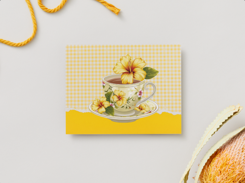 Vintage Floral Teacup Notecards – Set of 4 with Envelopes
