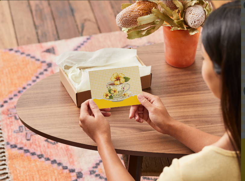Vintage Floral Teacup Notecards – Set of 4 with Envelopes