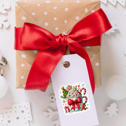 Christmas Mug Sticker | Gingerbread & Candy Cane Hot Cocoa Sticker | Cute Holiday Vinyl Sticker for Gifts, Laptops & Tumblers