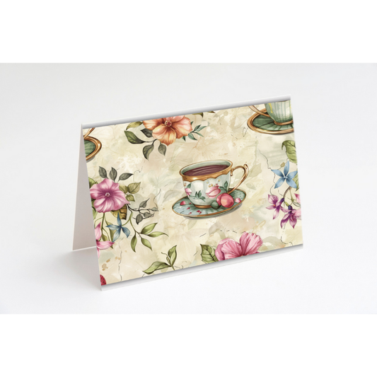 Vintage Tea Time 5.5x4.25 Notecard – Blank Inside with Envelope