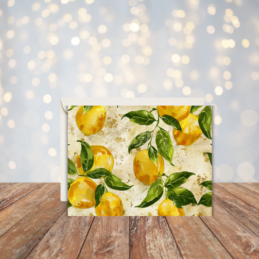 🍋 Lemon Notecard Set – Pack of 4 Blank Greeting Cards with Envelopes – 5.5x4.25" – Fresh Lemon Watercolor Designs