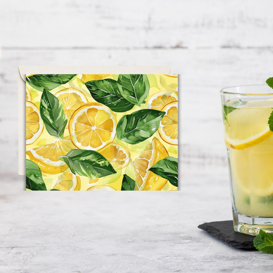 🍋 Lemon Notecard Set – Pack of 4 Blank Greeting Cards with Envelopes – 5.5x4.25" – Fresh Lemon Watercolor Designs