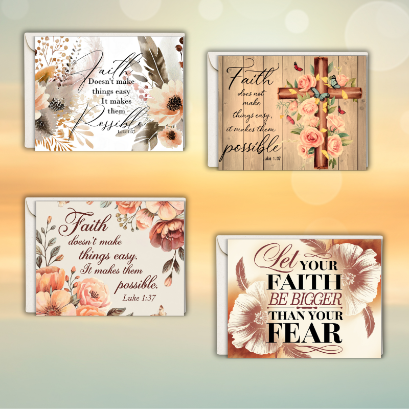 Inspirational Faith Notecard Set – Pack of 4 Scripture Greeting Cards